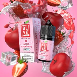 BLVK 蘋果草莓冰煙油瓶身特寫、獨角獸 FUJI 系列果味煙油展示