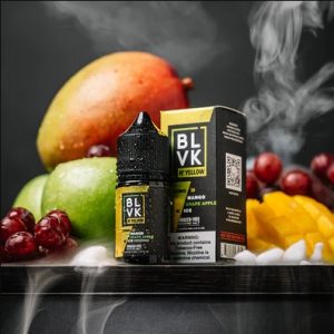 BLVK 芒果蘋果葡萄冰煙油包裝照、BLVK 混果風味鹽油瓶身圖